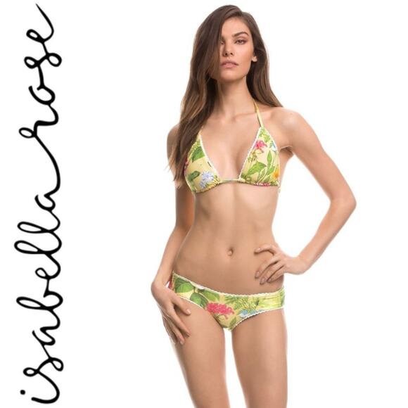 Isabella Rose Sweet Surrender Bikini  Yellow Floral Tropical Women's size Small - Picture 1 of 7